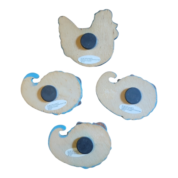 4 Vtg 87 Applause Harvest Wooden Refrigerator Magnet Thanksgiving Horn Of Plenty - Picture 2 of 3